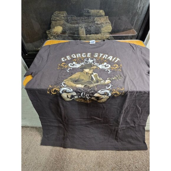 George Straight Mens Band TShirt Large Brown The Cowboy Rides Away Tour 2013 - Picture 1 of 9